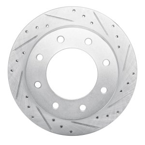 Cadillac DTS Brake Rotor (1) - Rear Right - R1 Concepts - Drilled & Slotted - Silver - `00-`11